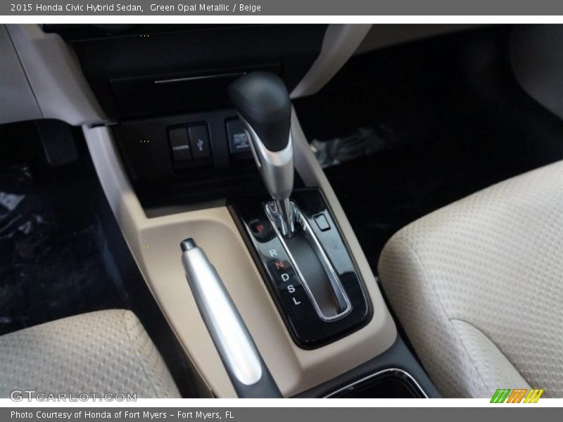 Green Opal Metallic / Beige 2015 Honda Civic Hybrid Sedan
