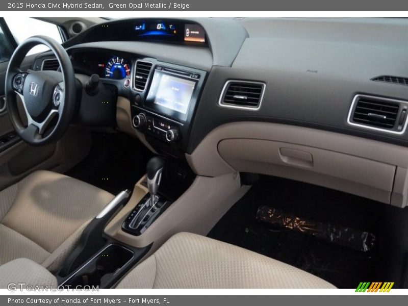 Green Opal Metallic / Beige 2015 Honda Civic Hybrid Sedan