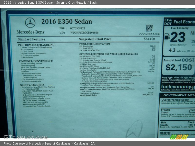 Selenite Grey Metallic / Black 2016 Mercedes-Benz E 350 Sedan