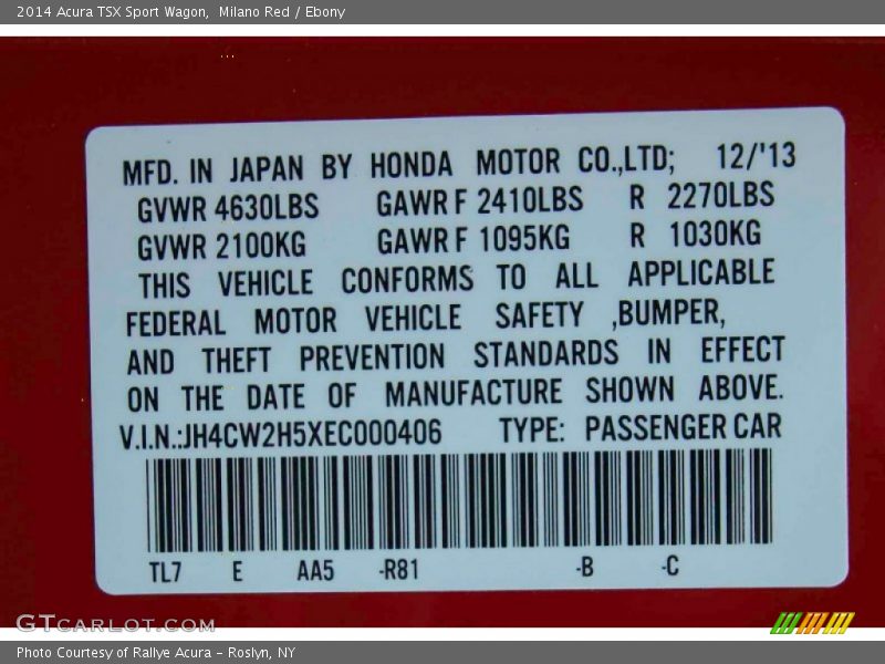 2014 TSX Sport Wagon Milano Red Color Code R81