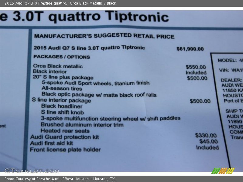 Orca Black Metallic / Black 2015 Audi Q7 3.0 Prestige quattro