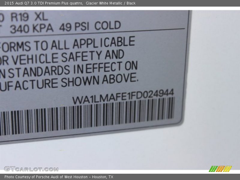 Glacier White Metallic / Black 2015 Audi Q7 3.0 TDI Premium Plus quattro