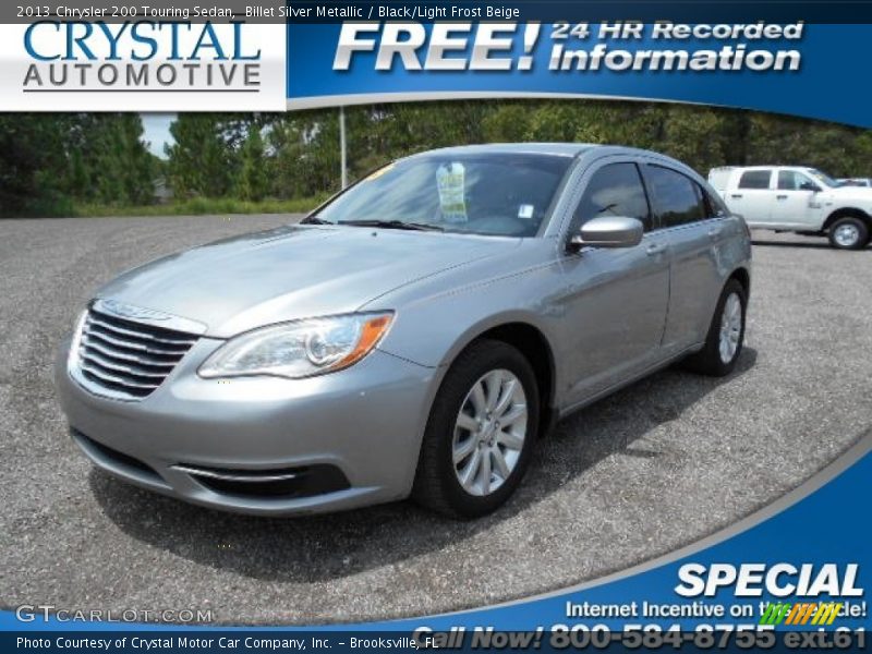Billet Silver Metallic / Black/Light Frost Beige 2013 Chrysler 200 Touring Sedan