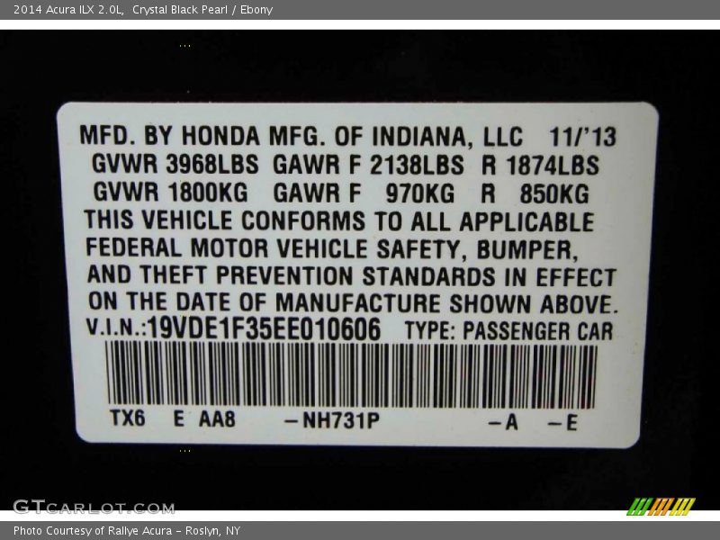 Crystal Black Pearl / Ebony 2014 Acura ILX 2.0L