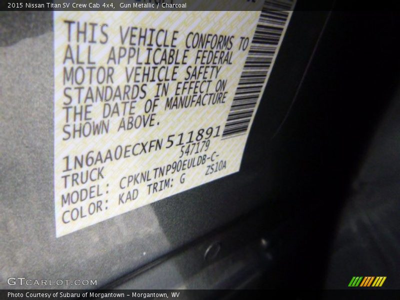 Gun Metallic / Charcoal 2015 Nissan Titan SV Crew Cab 4x4