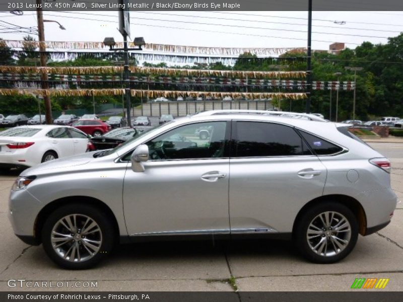 Silver Lining Metallic / Black/Ebony Birds Eye Maple 2013 Lexus RX 450h AWD