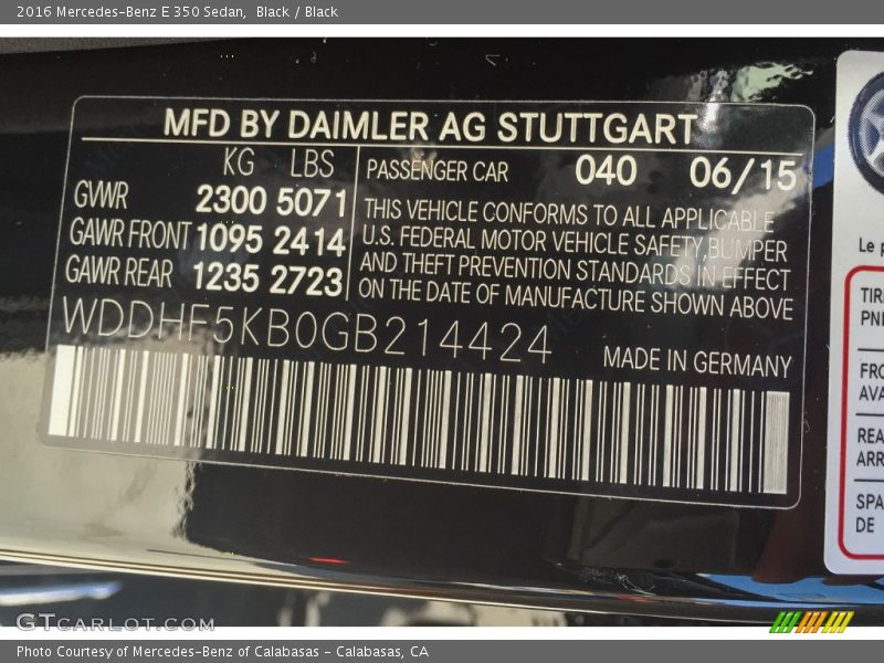 Black / Black 2016 Mercedes-Benz E 350 Sedan