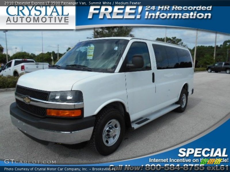 Summit White / Medium Pewter 2010 Chevrolet Express LT 3500 Passenger Van