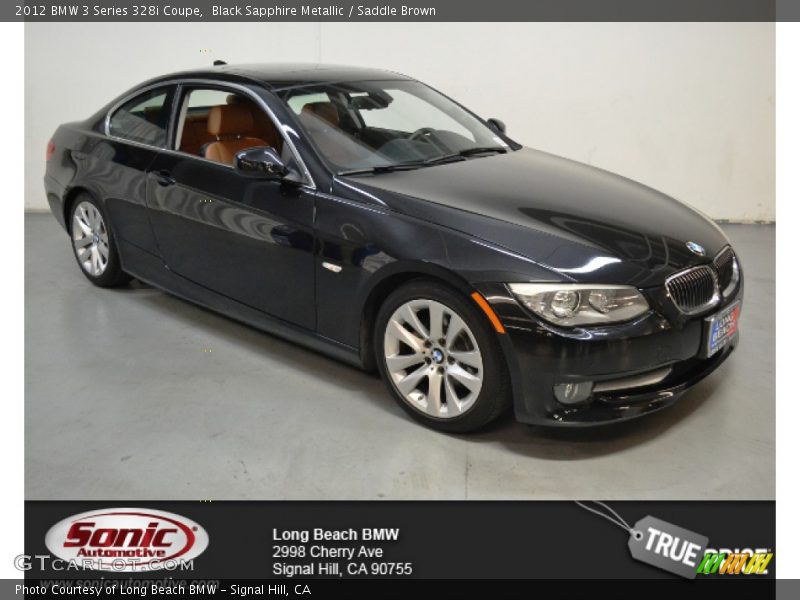 Black Sapphire Metallic / Saddle Brown 2012 BMW 3 Series 328i Coupe