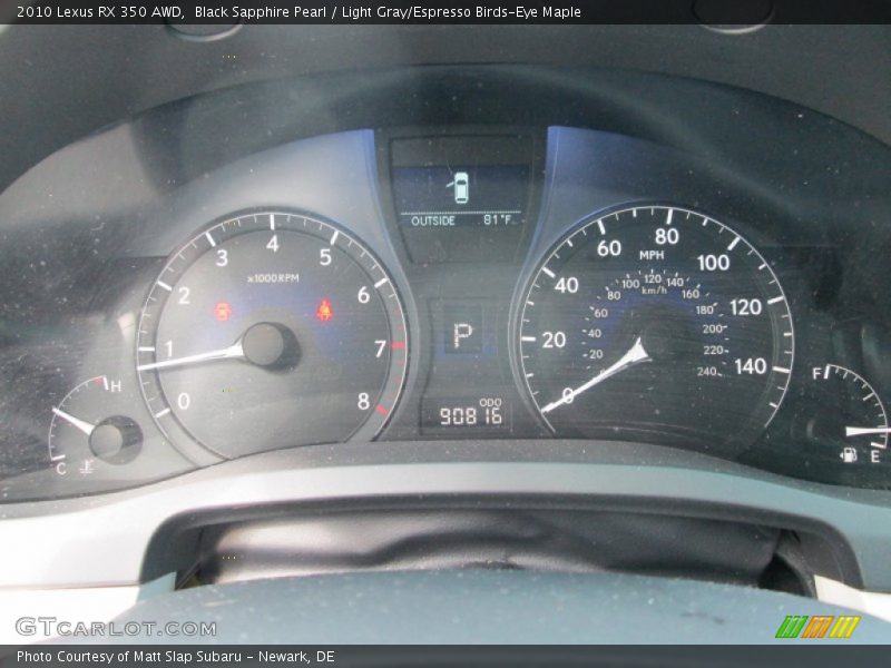 Black Sapphire Pearl / Light Gray/Espresso Birds-Eye Maple 2010 Lexus RX 350 AWD
