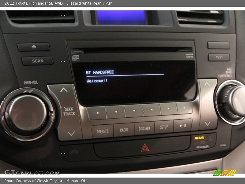 Blizzard White Pearl / Ash 2012 Toyota Highlander SE 4WD