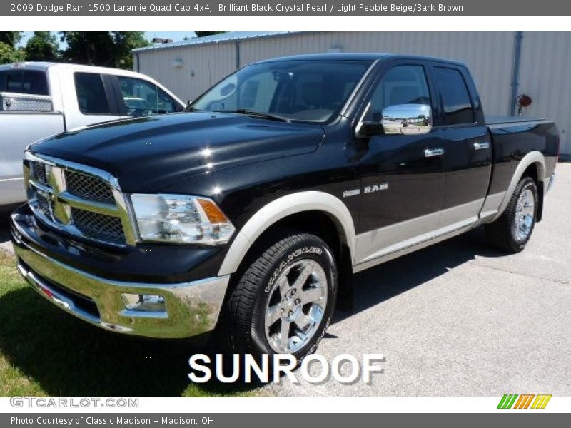 Brilliant Black Crystal Pearl / Light Pebble Beige/Bark Brown 2009 Dodge Ram 1500 Laramie Quad Cab 4x4