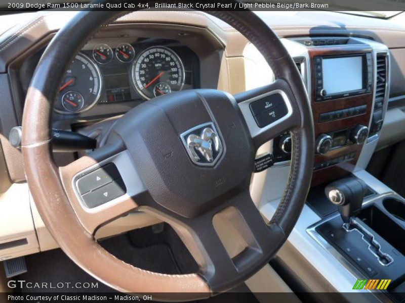 Brilliant Black Crystal Pearl / Light Pebble Beige/Bark Brown 2009 Dodge Ram 1500 Laramie Quad Cab 4x4
