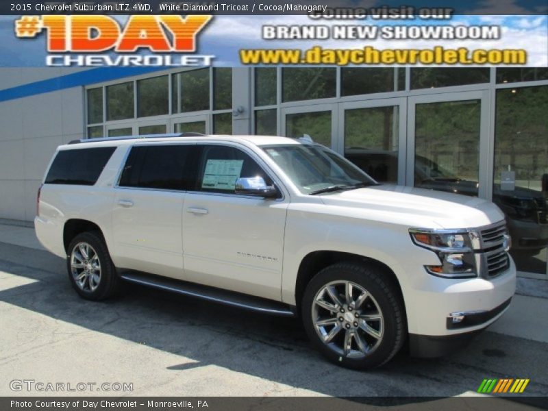 White Diamond Tricoat / Cocoa/Mahogany 2015 Chevrolet Suburban LTZ 4WD