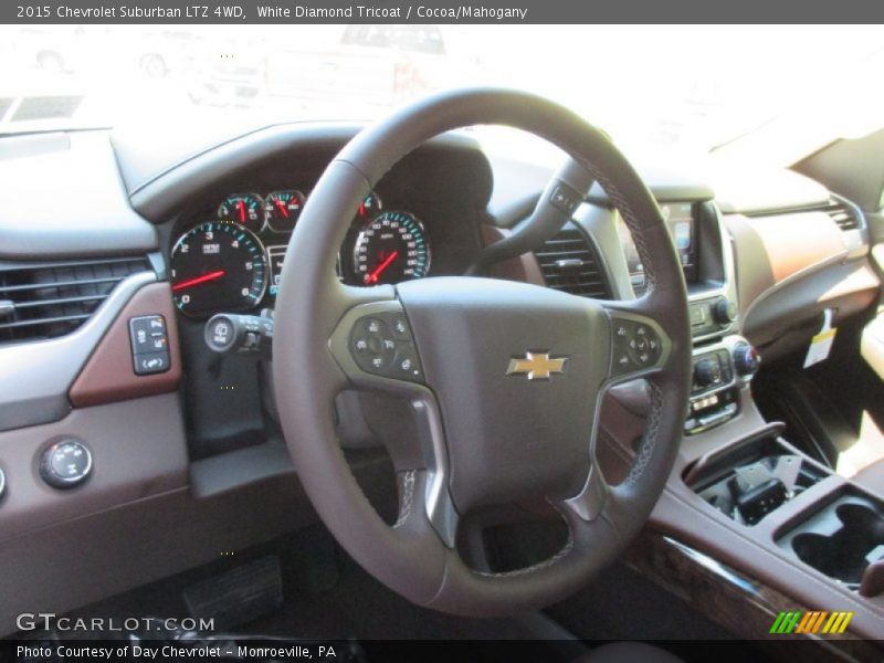 White Diamond Tricoat / Cocoa/Mahogany 2015 Chevrolet Suburban LTZ 4WD