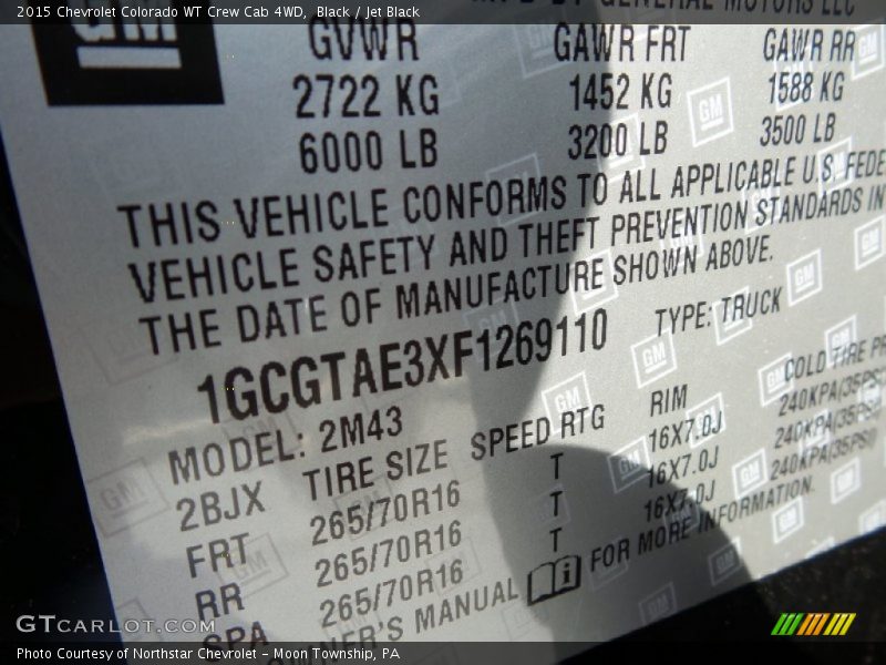 Black / Jet Black 2015 Chevrolet Colorado WT Crew Cab 4WD