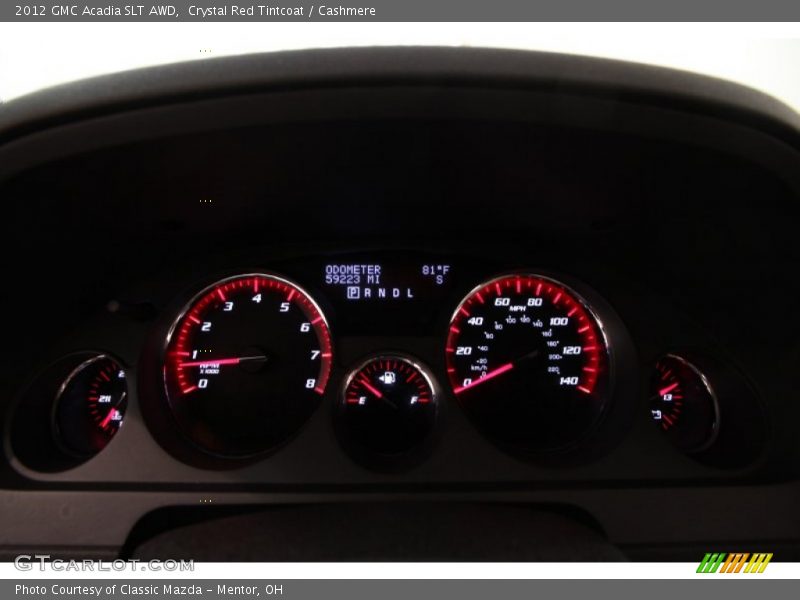 Crystal Red Tintcoat / Cashmere 2012 GMC Acadia SLT AWD
