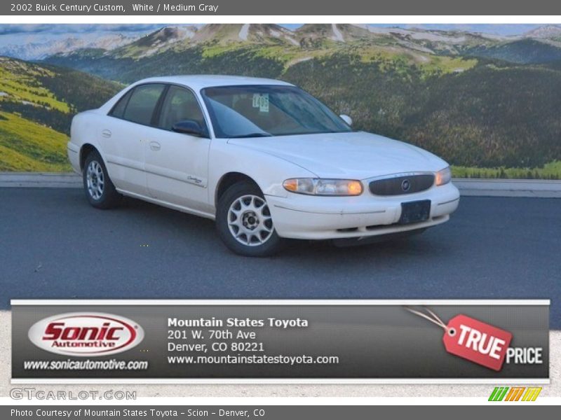 White / Medium Gray 2002 Buick Century Custom