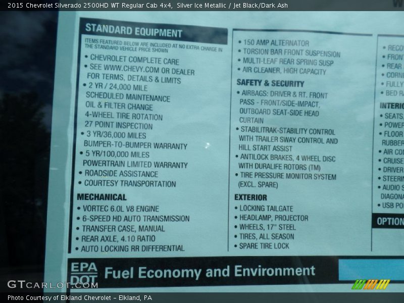 Silver Ice Metallic / Jet Black/Dark Ash 2015 Chevrolet Silverado 2500HD WT Regular Cab 4x4