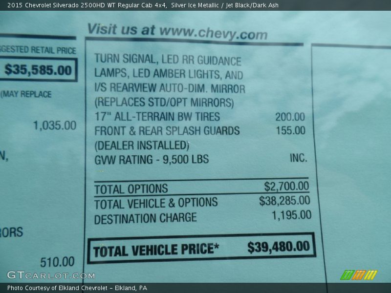 Silver Ice Metallic / Jet Black/Dark Ash 2015 Chevrolet Silverado 2500HD WT Regular Cab 4x4