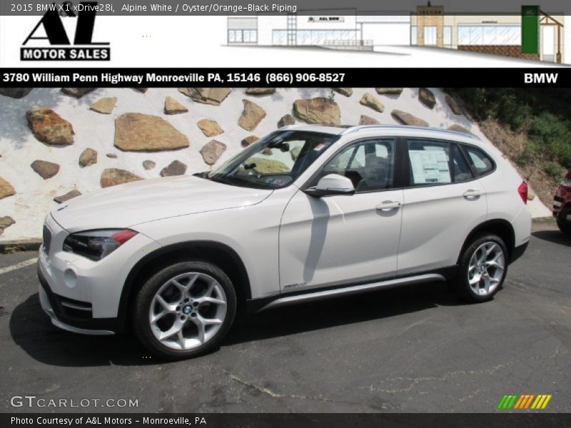 Alpine White / Oyster/Orange-Black Piping 2015 BMW X1 xDrive28i