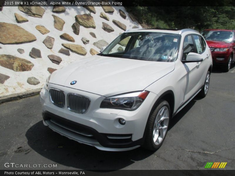 Alpine White / Oyster/Orange-Black Piping 2015 BMW X1 xDrive28i