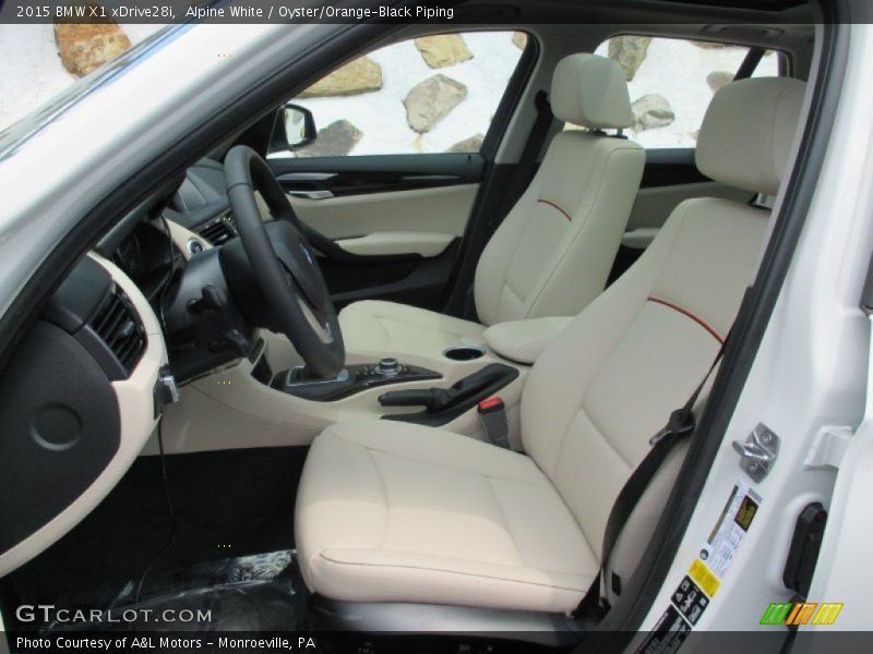 Alpine White / Oyster/Orange-Black Piping 2015 BMW X1 xDrive28i
