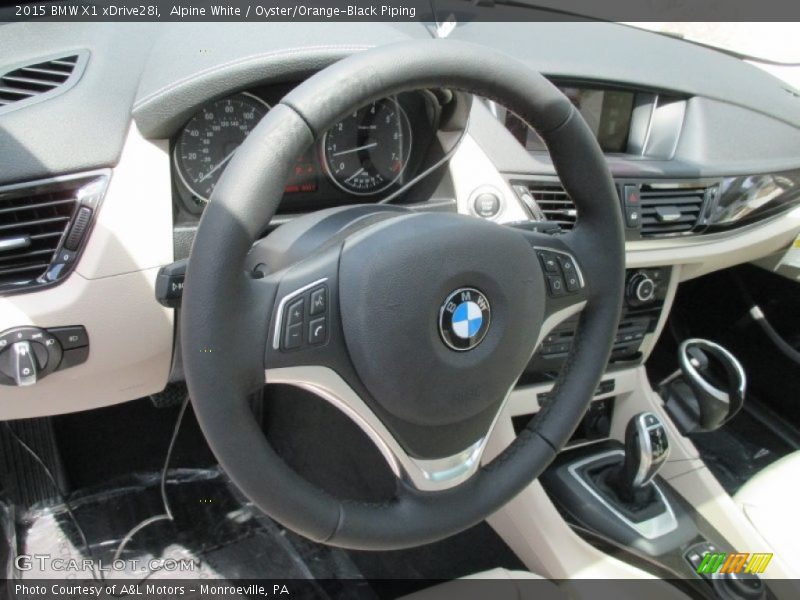 Alpine White / Oyster/Orange-Black Piping 2015 BMW X1 xDrive28i