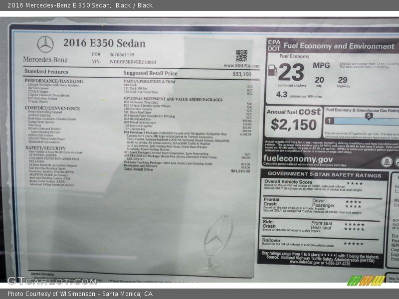 Black / Black 2016 Mercedes-Benz E 350 Sedan
