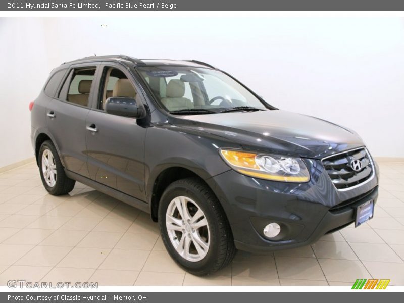 Pacific Blue Pearl / Beige 2011 Hyundai Santa Fe Limited