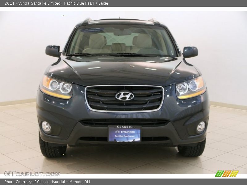 Pacific Blue Pearl / Beige 2011 Hyundai Santa Fe Limited