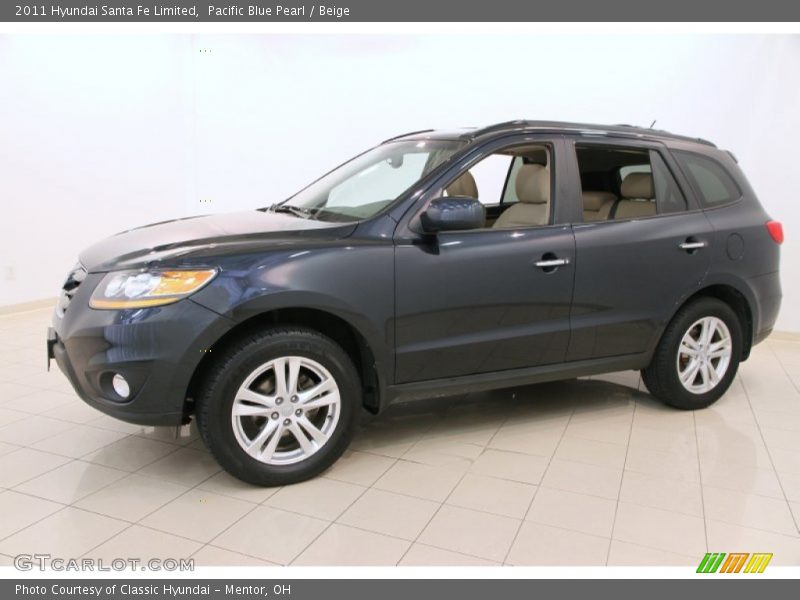 Pacific Blue Pearl / Beige 2011 Hyundai Santa Fe Limited
