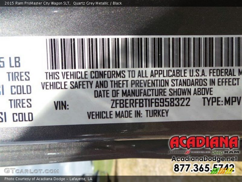 Quartz Grey Metallic / Black 2015 Ram ProMaster City Wagon SLT