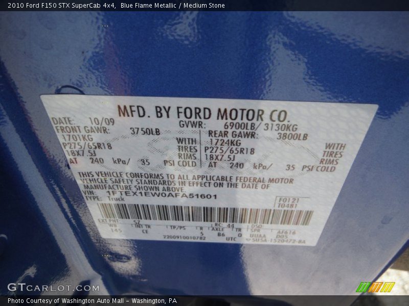 Blue Flame Metallic / Medium Stone 2010 Ford F150 STX SuperCab 4x4