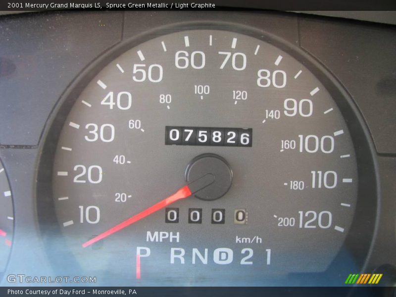 Spruce Green Metallic / Light Graphite 2001 Mercury Grand Marquis LS