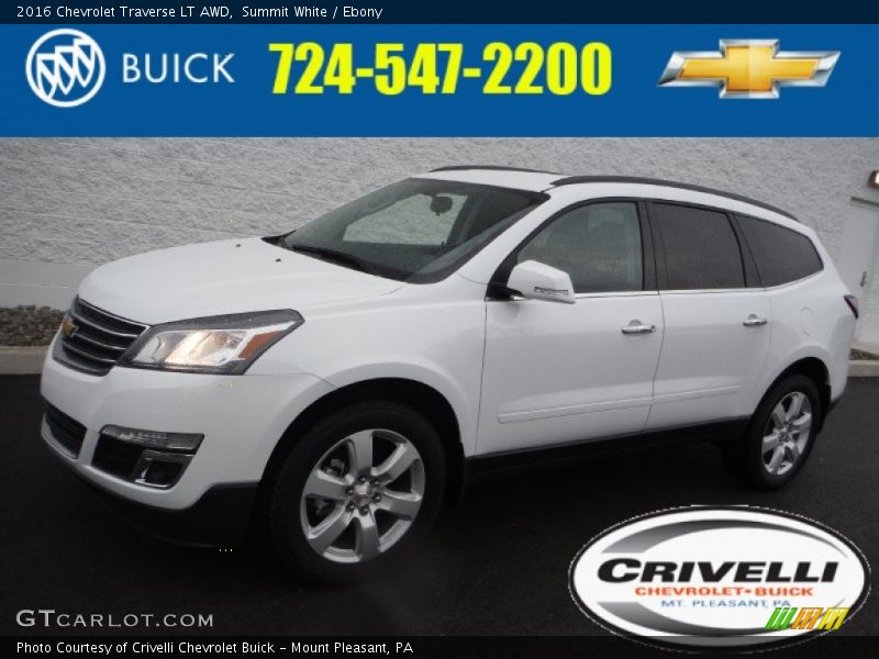 Summit White / Ebony 2016 Chevrolet Traverse LT AWD