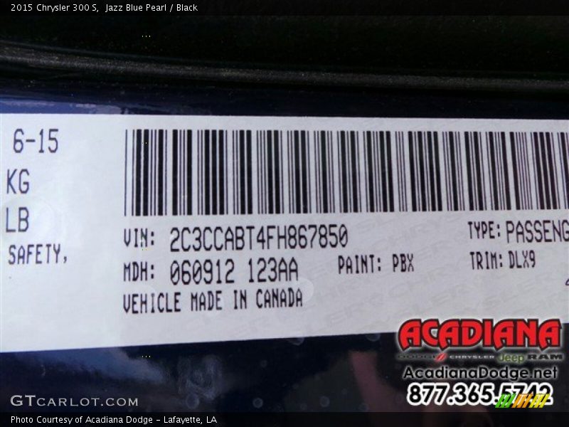 Jazz Blue Pearl / Black 2015 Chrysler 300 S