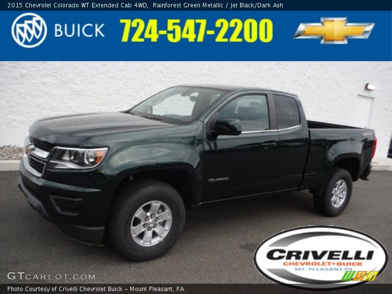 Rainforest Green Metallic / Jet Black/Dark Ash 2015 Chevrolet Colorado WT Extended Cab 4WD