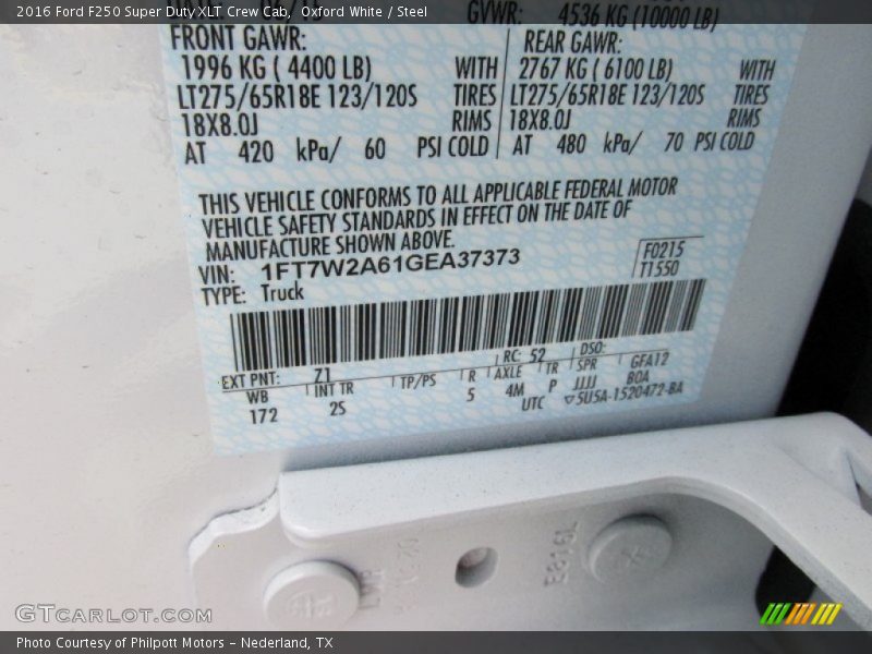 Oxford White / Steel 2016 Ford F250 Super Duty XLT Crew Cab