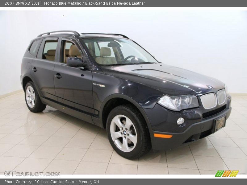 Monaco Blue Metallic / Black/Sand Beige Nevada Leather 2007 BMW X3 3.0si