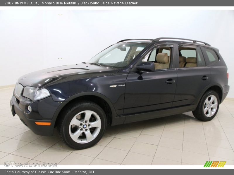 Monaco Blue Metallic / Black/Sand Beige Nevada Leather 2007 BMW X3 3.0si