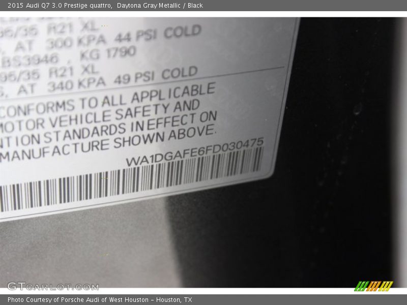 Daytona Gray Metallic / Black 2015 Audi Q7 3.0 Prestige quattro
