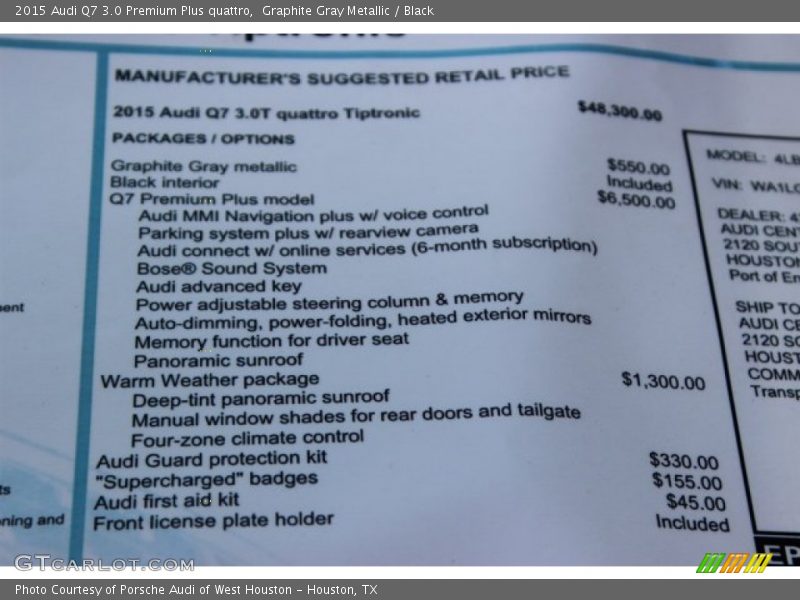 Graphite Gray Metallic / Black 2015 Audi Q7 3.0 Premium Plus quattro