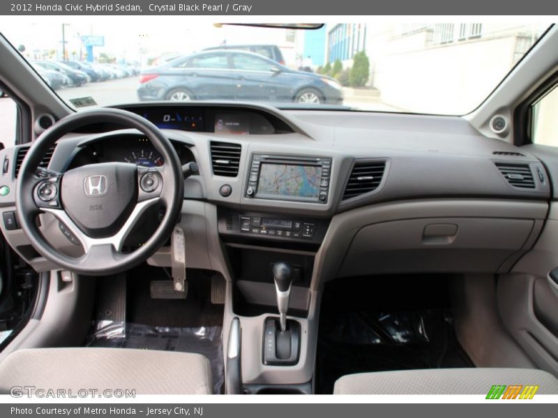Crystal Black Pearl / Gray 2012 Honda Civic Hybrid Sedan