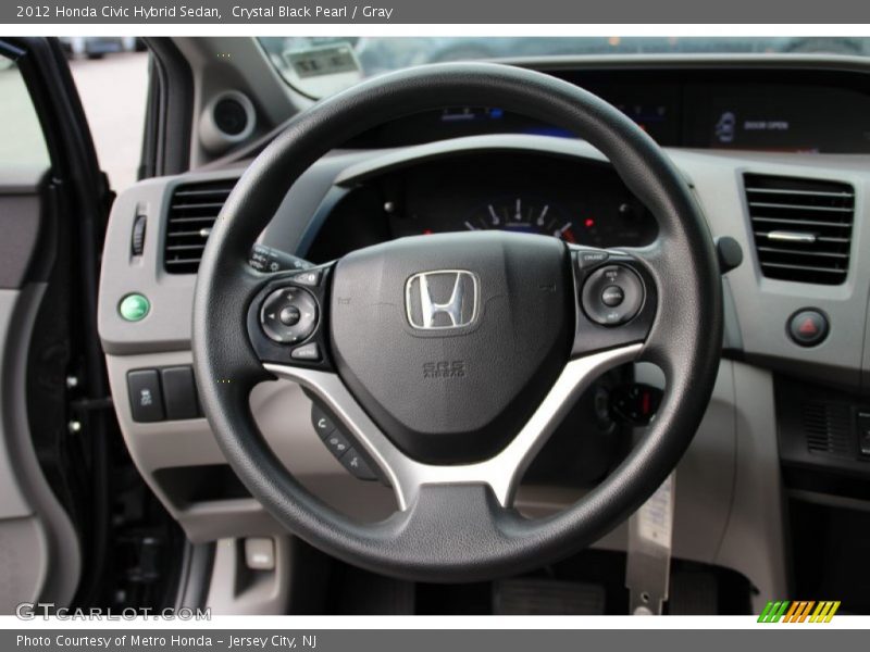 Crystal Black Pearl / Gray 2012 Honda Civic Hybrid Sedan