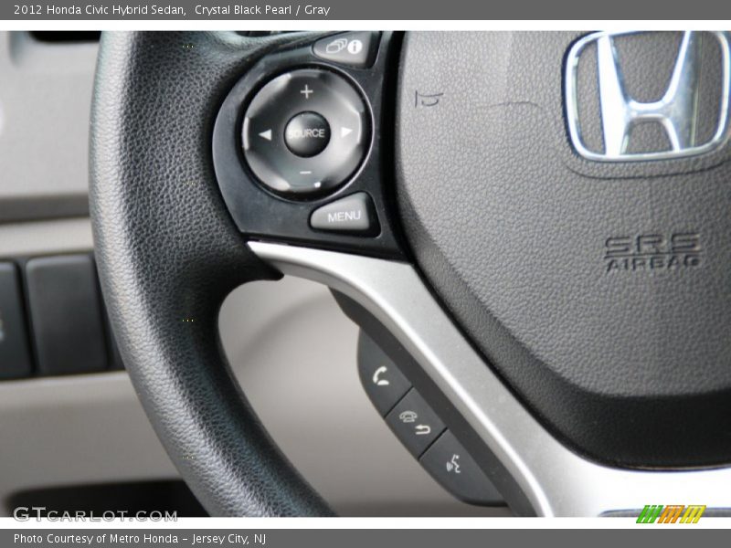 Crystal Black Pearl / Gray 2012 Honda Civic Hybrid Sedan