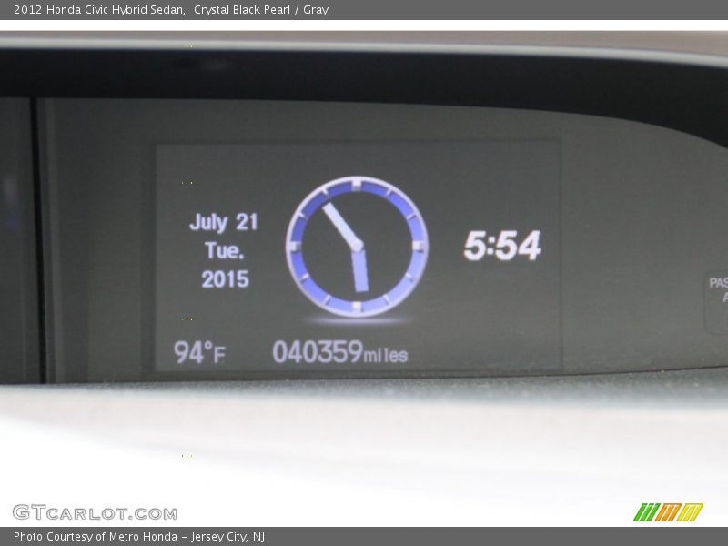 Crystal Black Pearl / Gray 2012 Honda Civic Hybrid Sedan