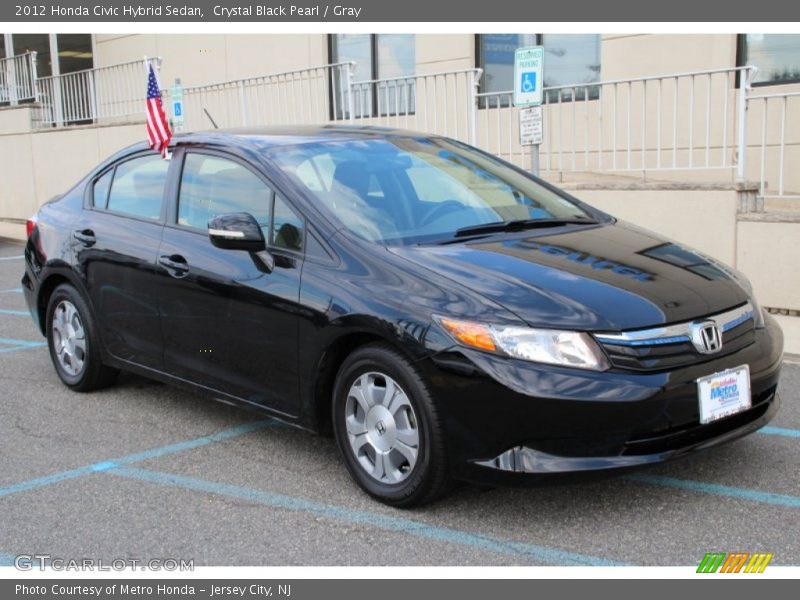 Crystal Black Pearl / Gray 2012 Honda Civic Hybrid Sedan