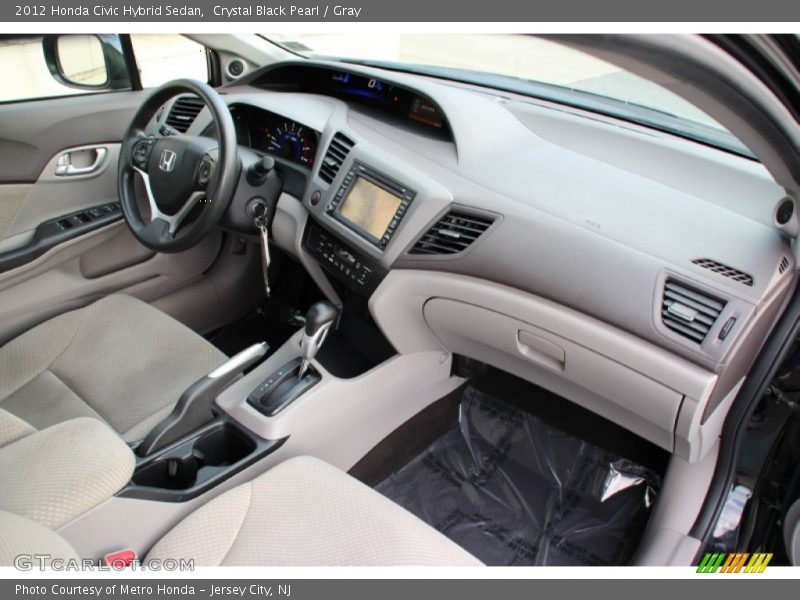 Crystal Black Pearl / Gray 2012 Honda Civic Hybrid Sedan