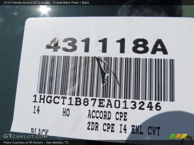 Crystal Black Pearl / Black 2014 Honda Accord EX-L Coupe